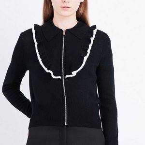 Sandro ruffled wool-blend cardigan sweater size 2